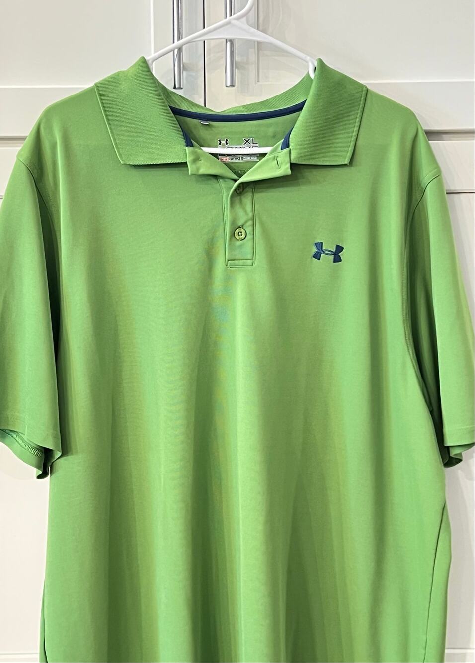 Under Armour Polo Mens Sz XL Loose Heat Gear Shirt Performance Green Blue